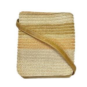 RARE Missoni Vintage Neutral Striped Knit Leather Flap Belt Bag Shoulder Purse